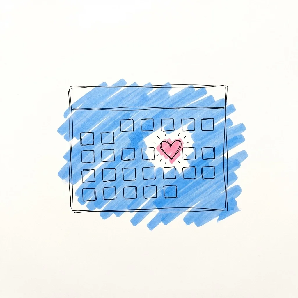 Kalender med hjärta på ett datum — spika ert bröllopsdatum med Lovio