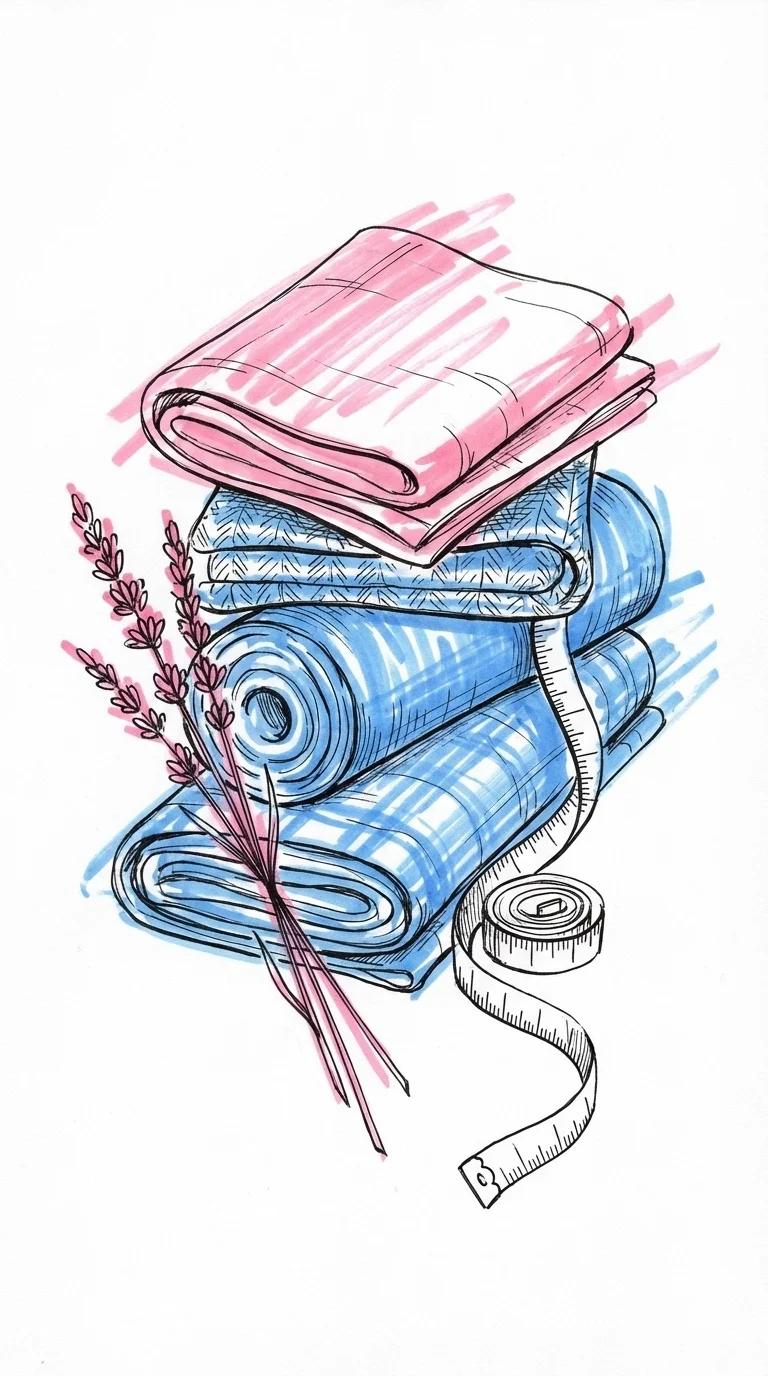 Tygprover och textilrullar — linne, bomull, tweed och flanell