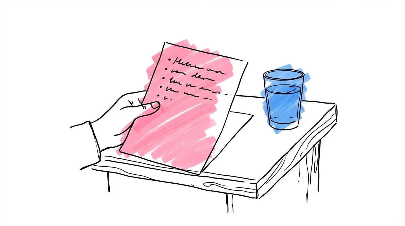 Illustration av välstrukturerat talmanus med markeringar och anteckningar